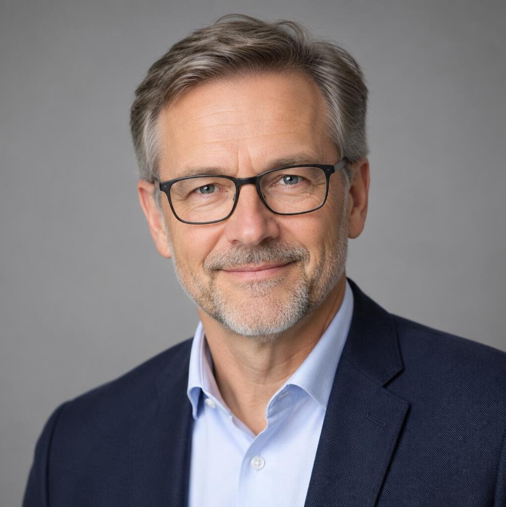 Portrait of a senior male on-air communication coach