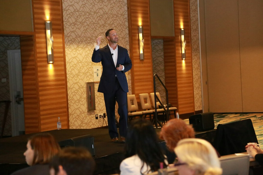 charismatic speaker on stage