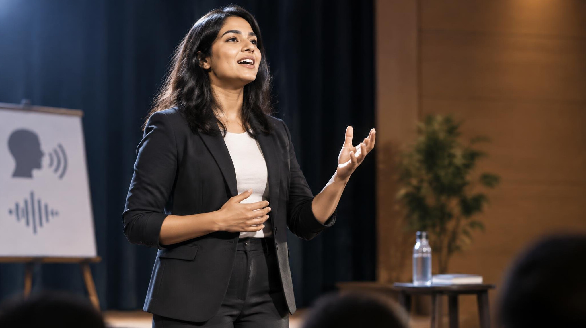 person practicing public speaking