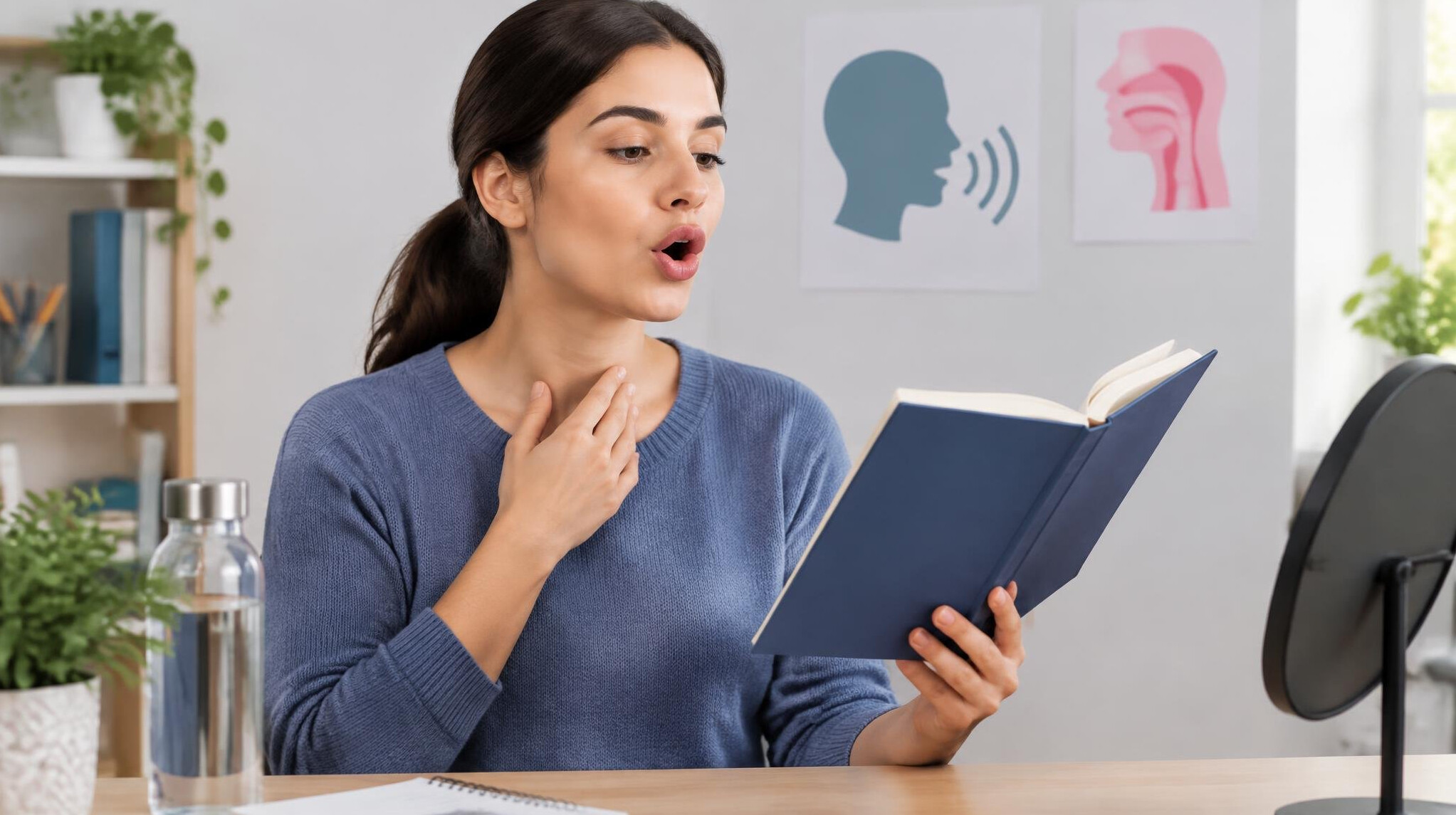 woman improving voice