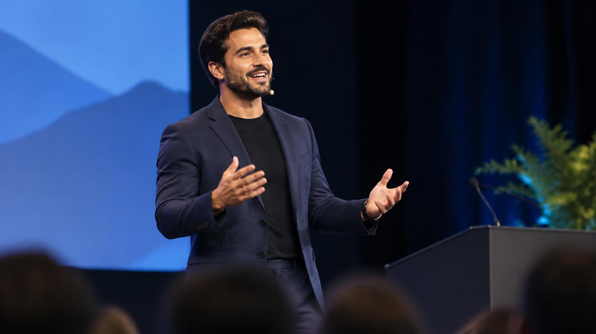 charismatic speaker on stage
