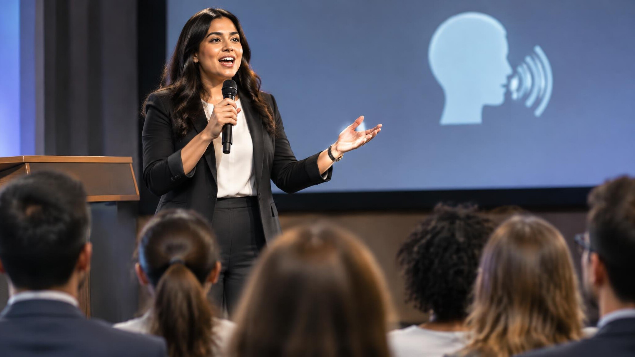 woman giving a speech